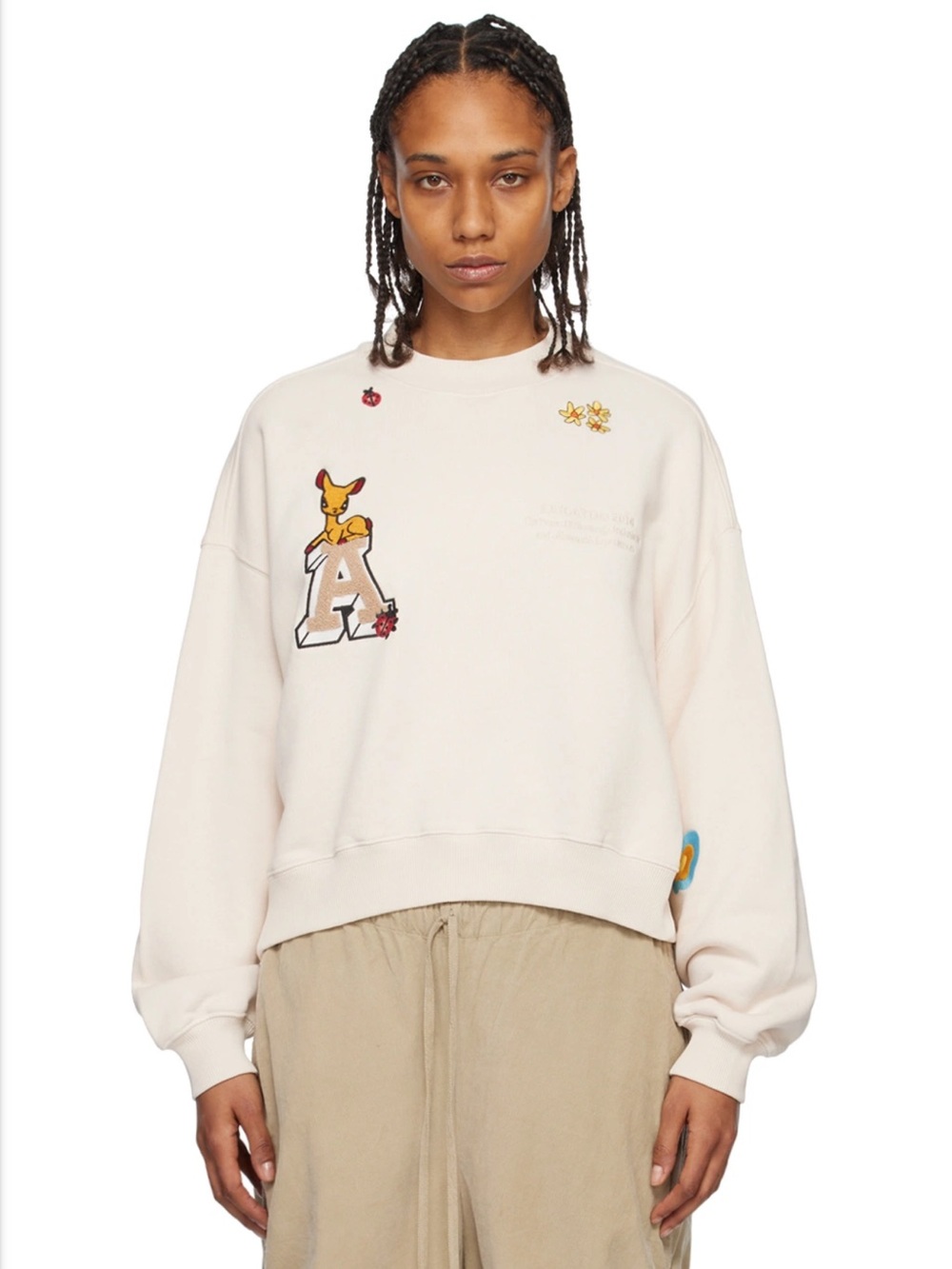 Axel Arigato Cream Crewneck Sweatshirt with Colorful Embroidered Patches